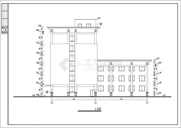 地下1地上6层派出所办公楼建筑设计图-图一