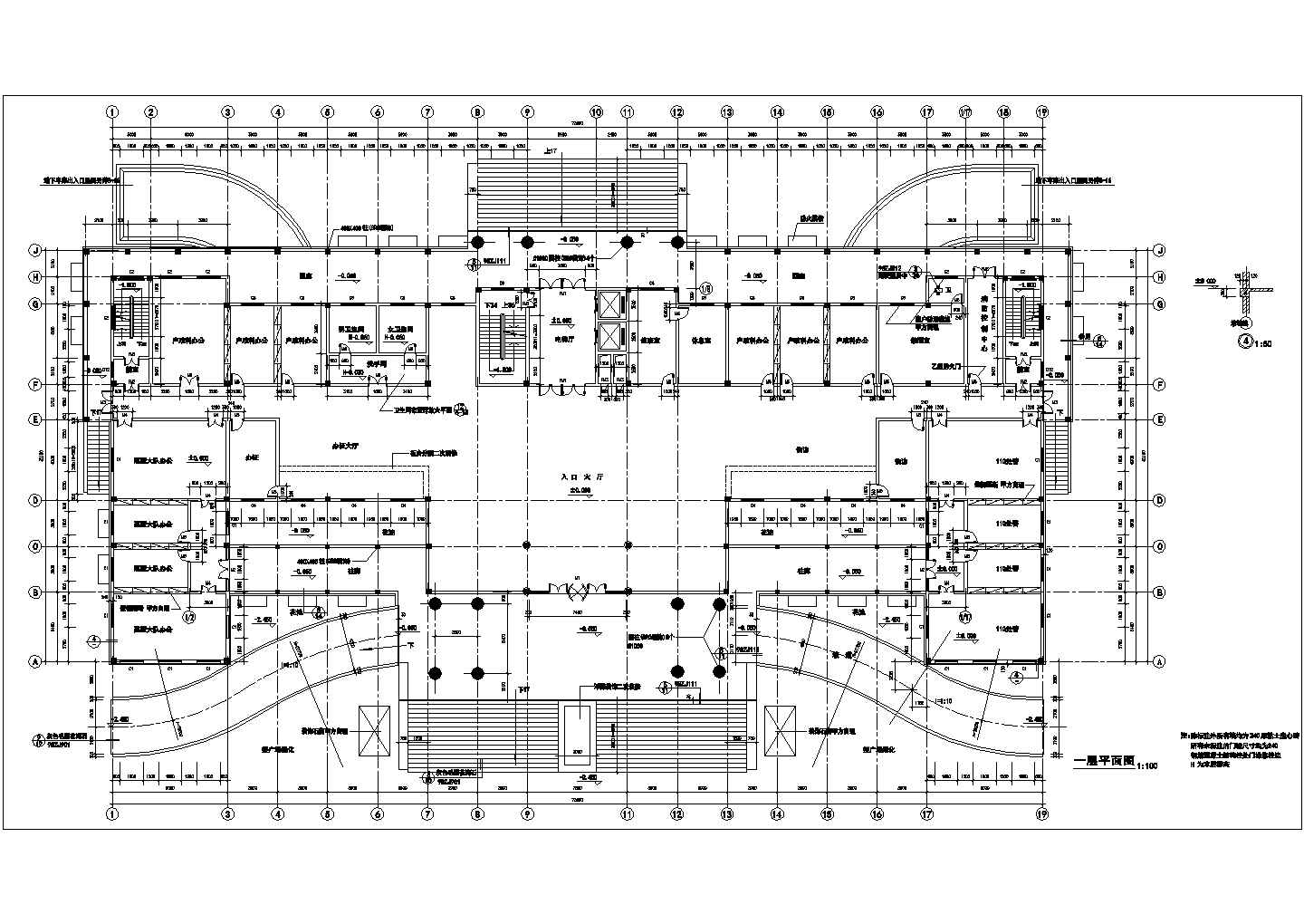 某经典十层行政办公楼建筑CAD布置图