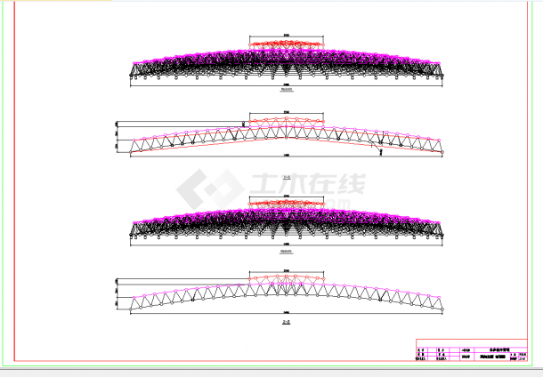 某地体育馆螺栓球与焊接球混合节点网架结构设计施工图CAD图纸-图一