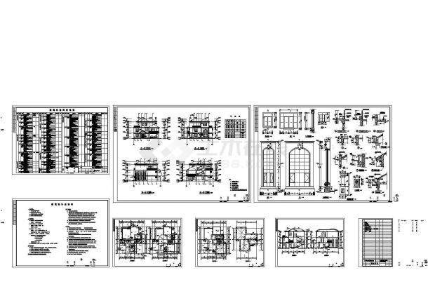 477平方米三层别墅建筑施工cad图（含效果图，共八张）-图一