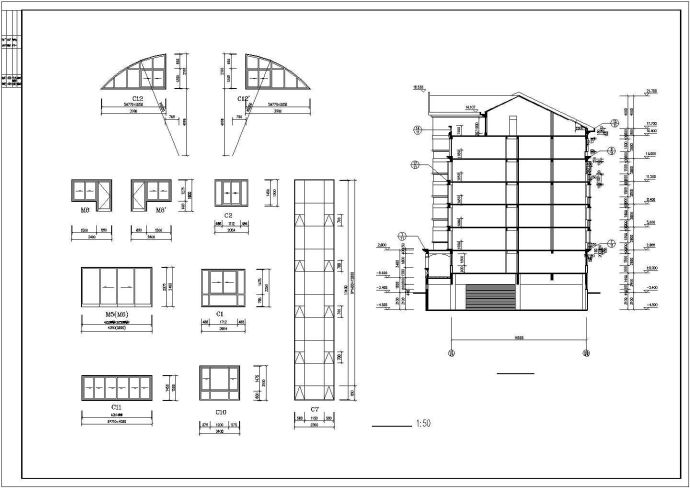 青岛贵福园小区6580平米6层框混结构住宅楼建筑设计CAD图纸（含车库）_图1