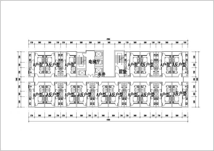 保定市澜镇花园小区公寓住宅楼标准层平面设计CAD图纸（三张）_图1