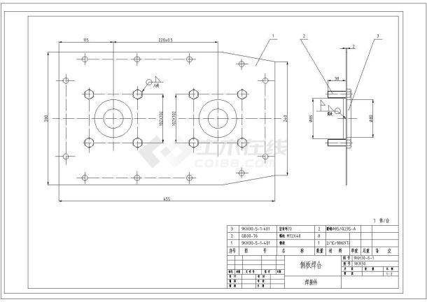 某侧板焊合CAD节点构造施工图-图一
