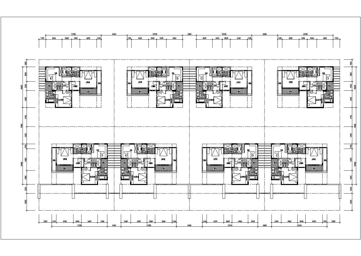重庆市健福嘉苑小区3层砖混结构合院别墅楼平面设计CAD图纸