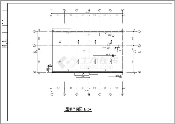 680平方米二层砖混结构办公楼建筑设计施工cad图，共七张-图一