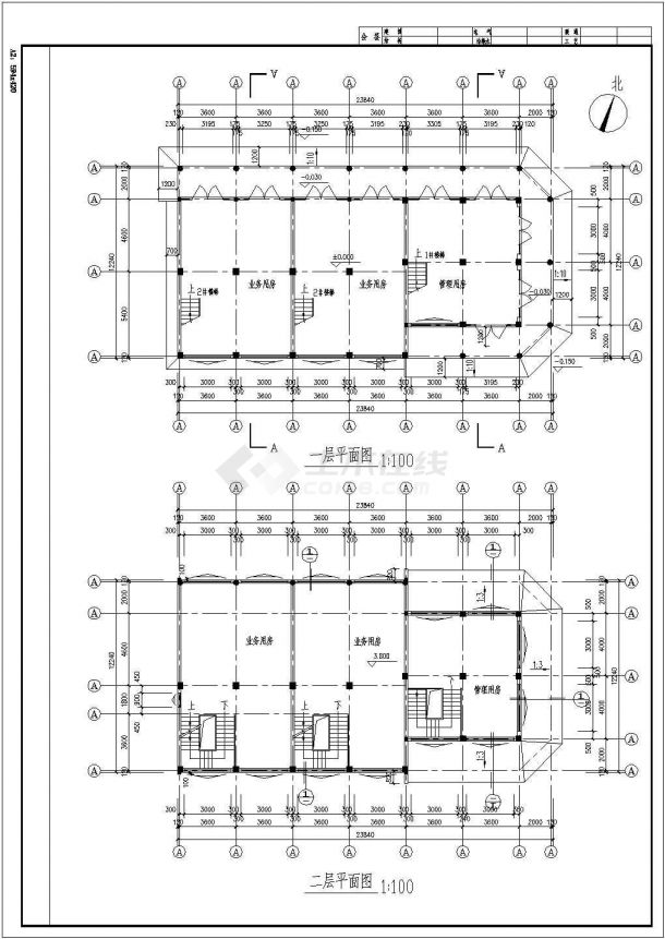 某三层仿古建筑全套设计计CAD平剖面图-图一