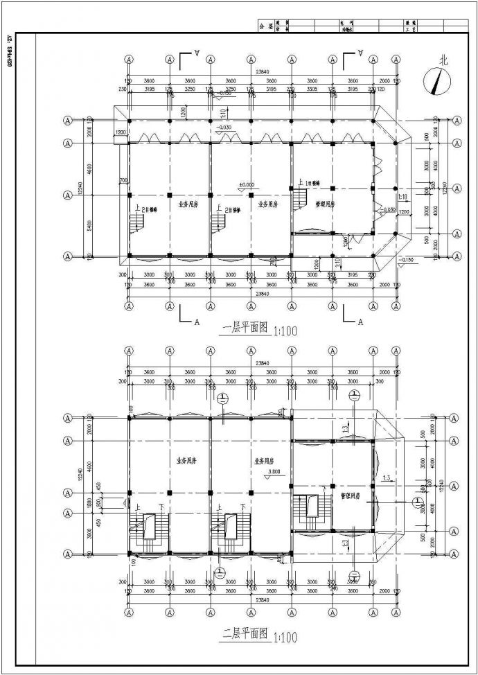 某三层仿古建筑全套设计计CAD平剖面图_图1