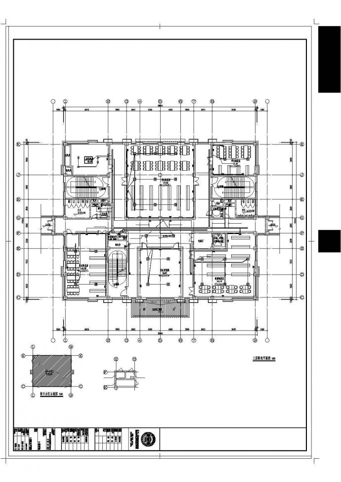 某大型中学图书馆电气施工CAD图纸_图1