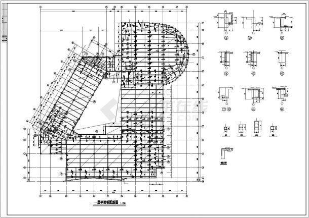 某高校图书馆框架结构施工CAD图纸-图一