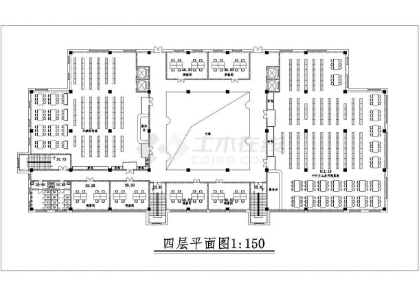 某区四层图书馆建筑设计CAD图纸-图一