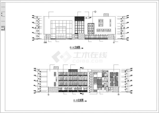 某小型图书馆建筑全套设计CAD图纸-图一