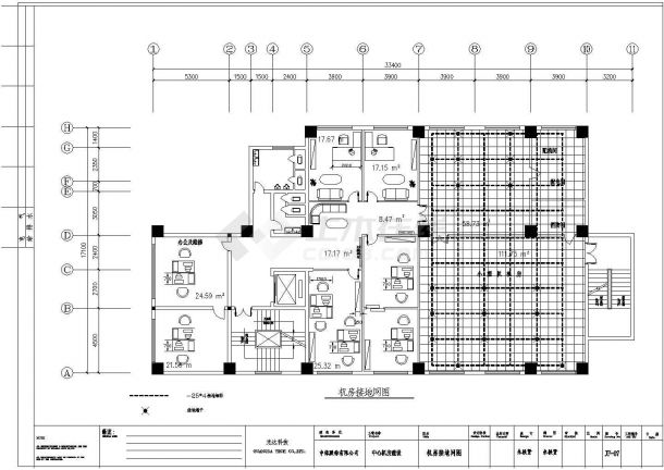 某机房(装修、配电、暖通、消防、网络、监控报警、门禁）CAD节点构造设计施工图纸-图一