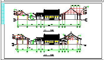 一层四合院建筑cad设计图纸