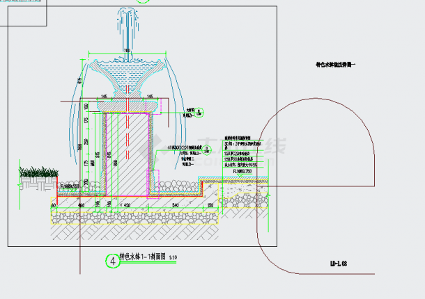 某地住宅特色水钵水景详图设计CAD图纸-图一