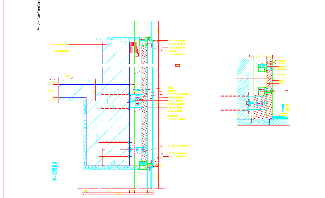 某地隐框玻璃幕墙小单元节点大样施工图CAD图纸