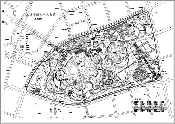 上海市浦东中央公园规划绿化设计cad总平面施工图（甲级院设计）-图一