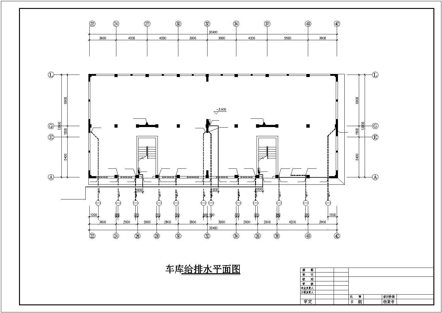 6层商住4单元楼给排水施工图（长65.5米 宽13.8米）