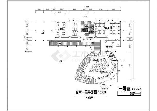 某地2层1497.22平米会所建筑方案设计图【平立剖】-图二