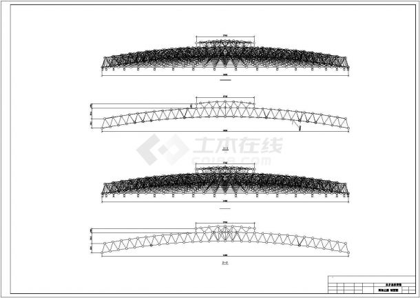 某经济区体育馆螺栓球与焊接球混合节点网架结构设计施工CAD图纸-图二