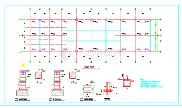 云南学校学生餐厅综合楼抗震加固设计图CAD图纸-图二