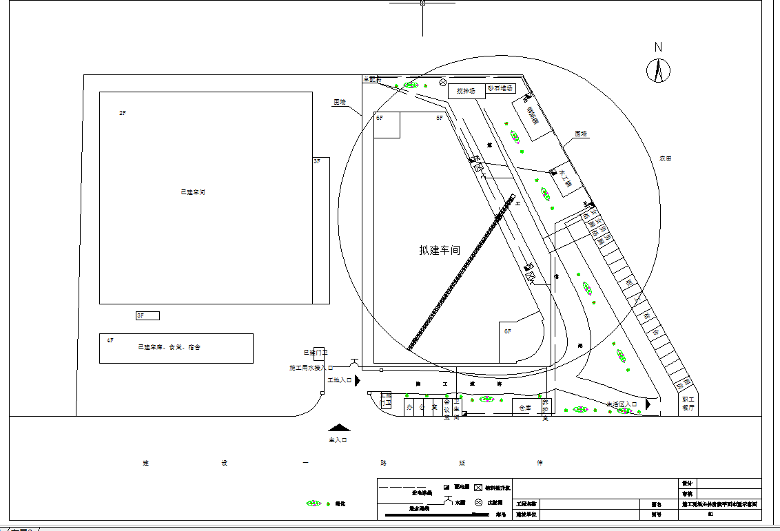 杭州某门窗厂厂房施工平面布置图汇编CAD图纸