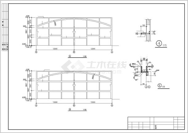 某经济区双弧钢管桁架厂房设计施工CAD图纸-图一