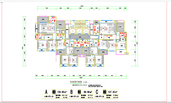某地超高层户型设计CAD图纸_图1
