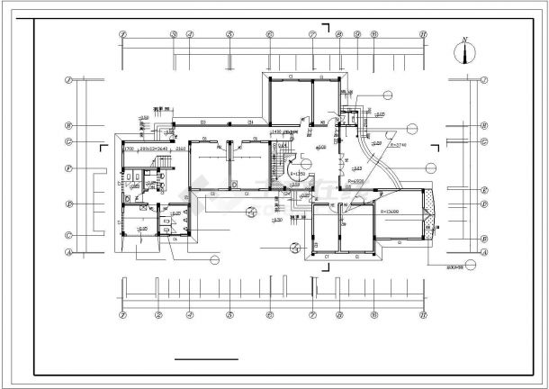 某住宅小区内三层框架结构会所设计cad全套建筑施工图纸（含设计说明）-图一