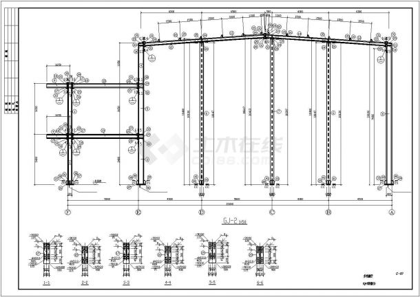 某工业区医疗机构办公楼钢结构工程设计施工CAD图纸-图一