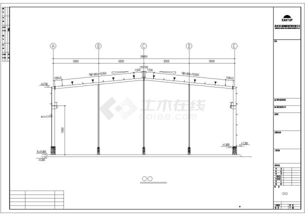 某工业区材料公司原料库建筑设计施工CAD图纸-图二