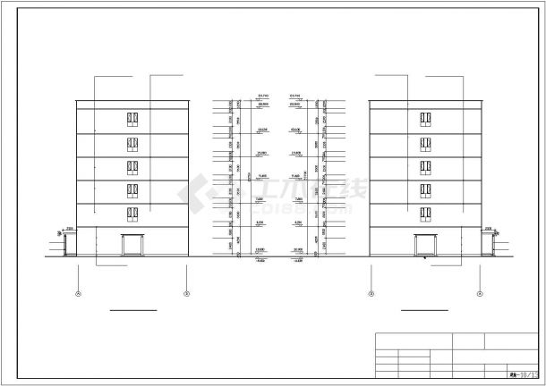 某工业区六层一字型框架结构教学楼建筑设计施工CAD图纸-图一