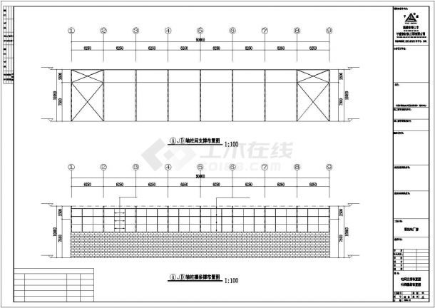某工业区18米X50米单跨门式刚架厂房建筑设计施工CAD图纸-图二