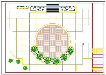 某广场中心绿地绿化平面布置cad设计图纸