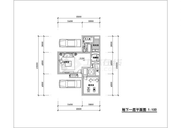 哈尔滨市月浜新村小区某3层砖混单体别墅平面设计CAD图纸（含地下层）-图一