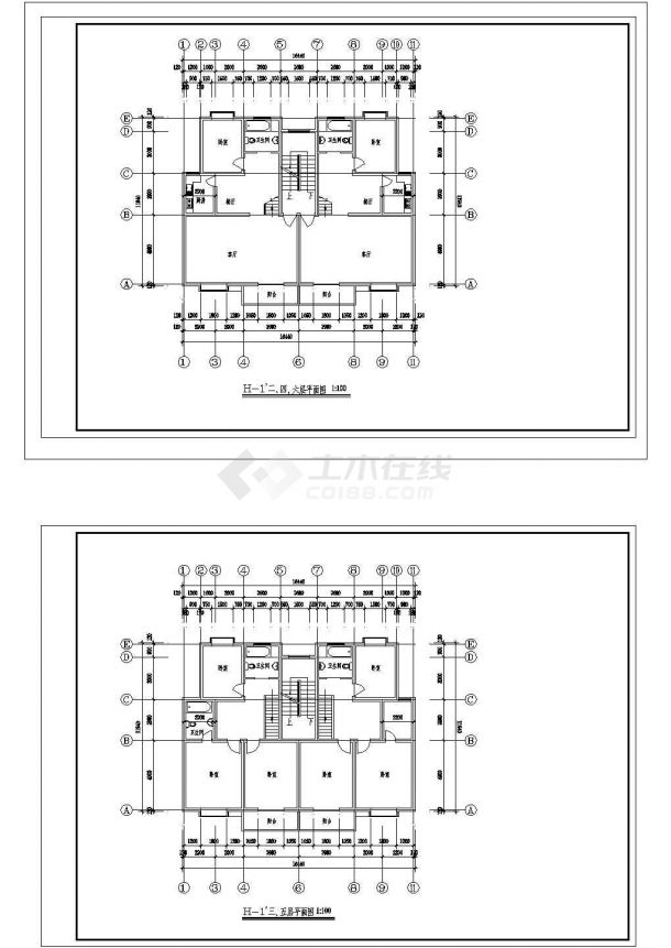 福州市佳运花园小区经典热门的平面户型设计CAD图纸（共10张）-图二