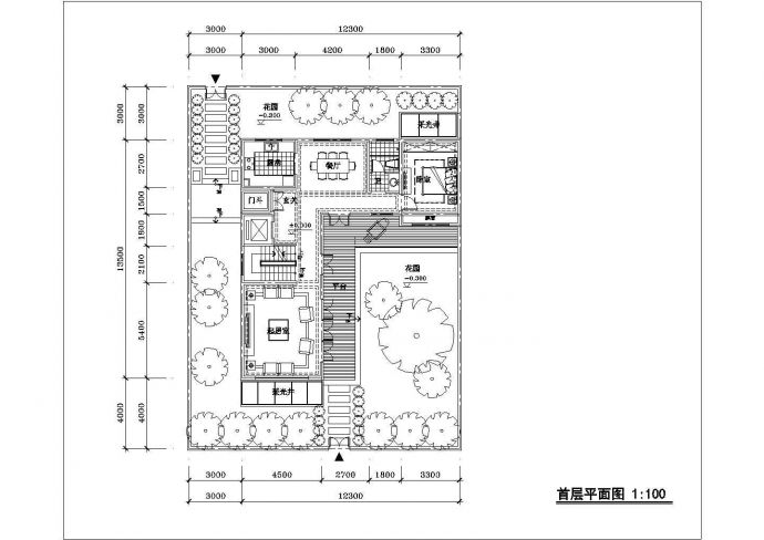沈阳市绘春花园小区3层双拼式单体别墅平面设计CAD图纸_图1