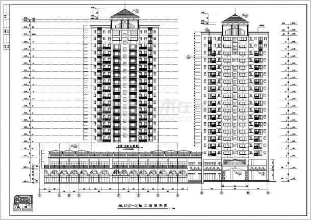 吉林37-A6立面布置底商私人住宅楼设计CAD详细建筑施工图-图二