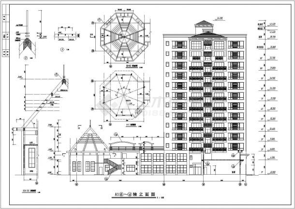 黑龙江18-20A立面底商私人住宅楼设计CAD详细建筑施工图-图一