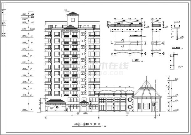 黑龙江18-20A立面底商私人住宅楼设计CAD详细建筑施工图-图二