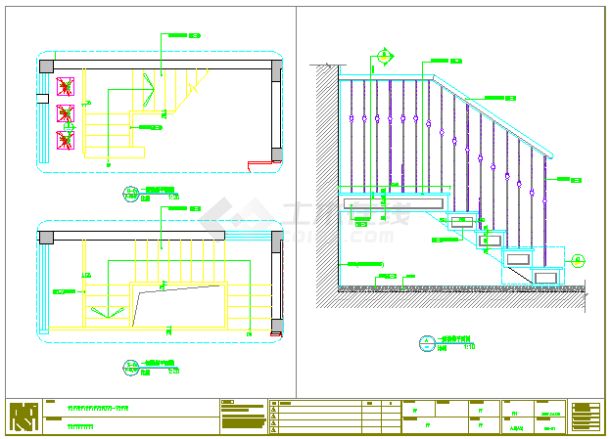 某大都会风格施工图楼梯CAD设计大样图-图一