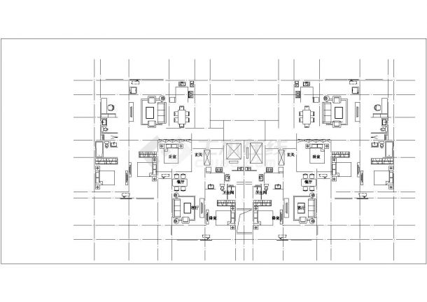 乌鲁木齐市尚运苑小区8栋住宅楼的标准层平面设计CAD图纸-图一