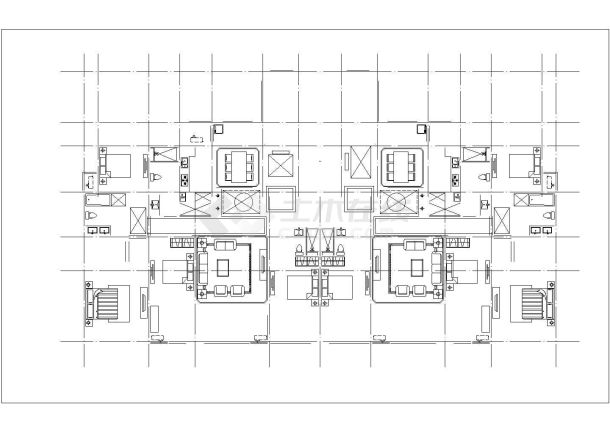 乌鲁木齐市尚运苑小区8栋住宅楼的标准层平面设计CAD图纸-图二