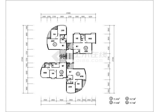 重庆住宅平面建筑底商私人住宅楼设计CAD详细建筑施工图-图二