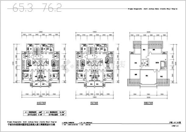 钱湖人家户型底商私人住宅楼设计CAD详细建筑施工图-图一