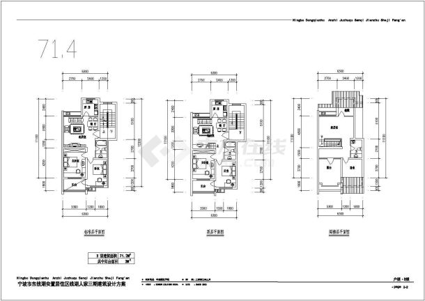 钱湖人家户型底商私人住宅楼设计CAD详细建筑施工图-图二