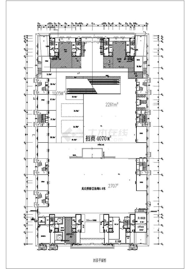 某地4层商场平面布置设计cad施工图-图一