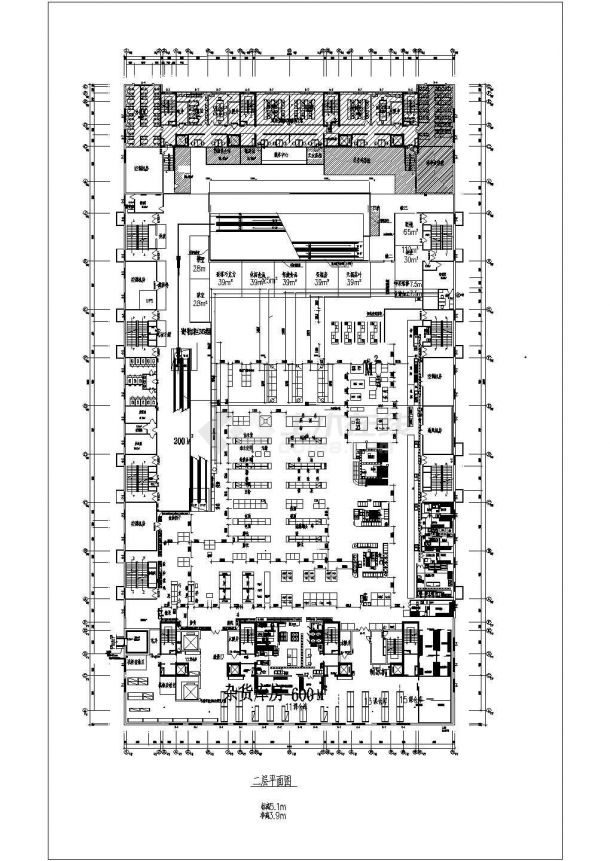 某地4层商场平面布置设计cad施工图-图二