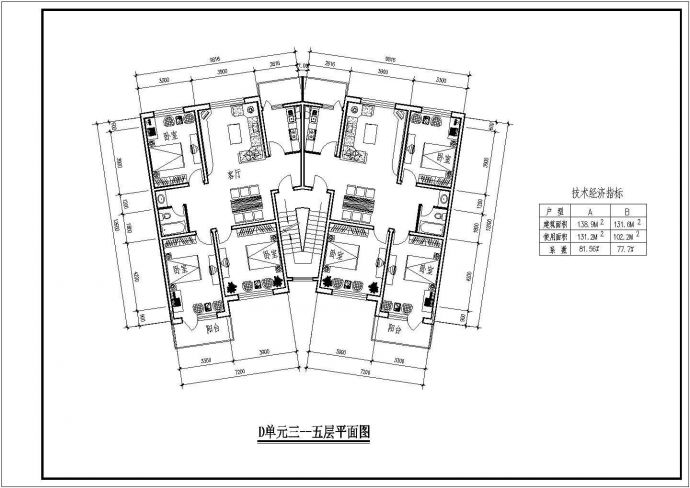 某三室二厅住宅139平米CAD构造详细设计图纸_图1