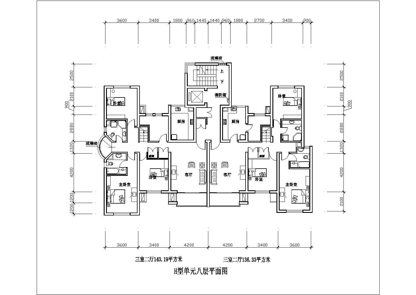 某三室二厅住宅小区143平米CAD全套节点图纸
