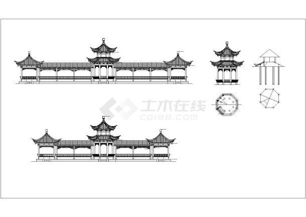 某八角亭CAD构造详细节点图-图一